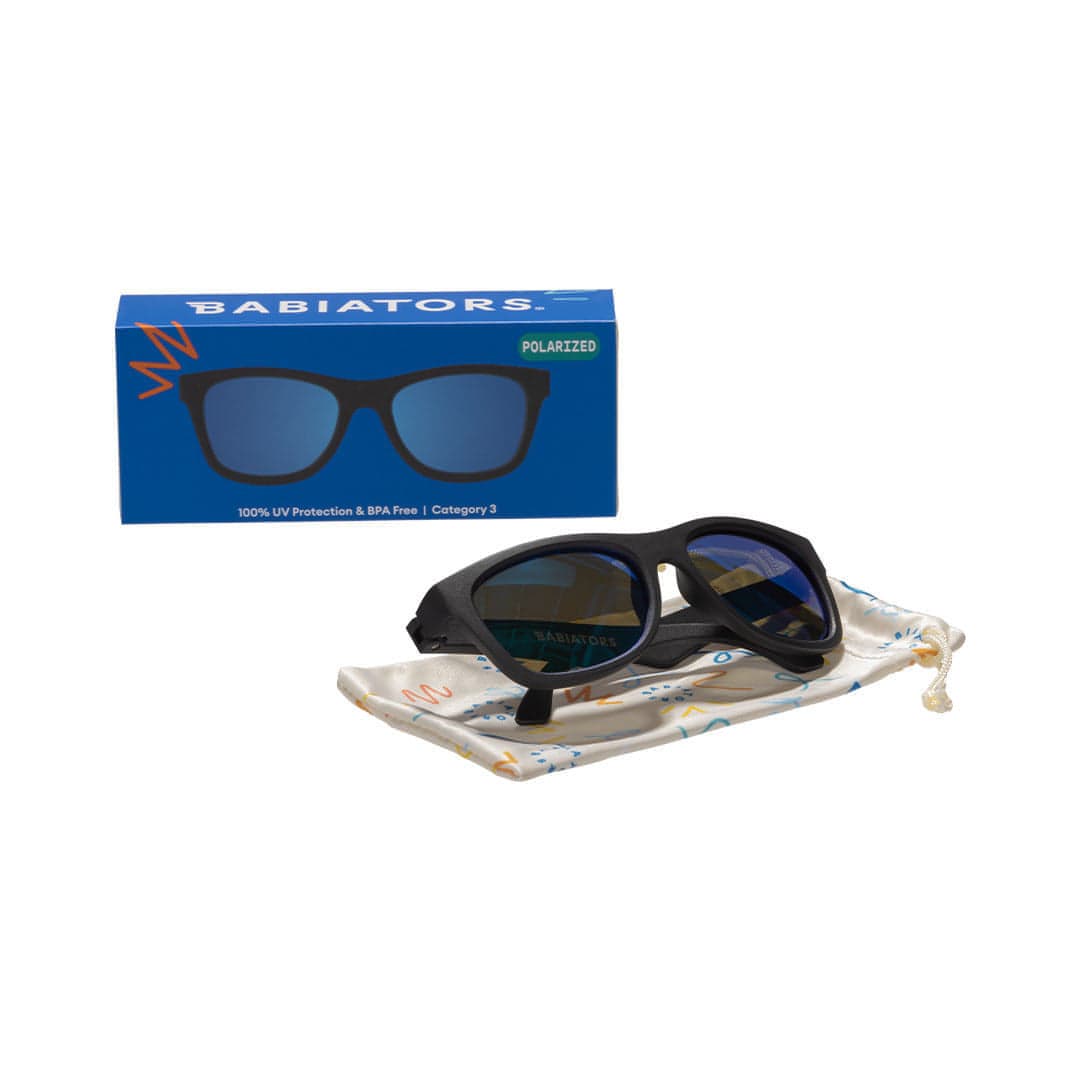 Babiators Polarised Navigator Jet Black kids sunglasses side view