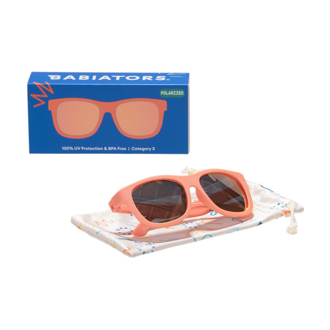 Babiators Polarised Navigator Perfectly Papaya kids sunglasses front view