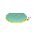 Babiators Aqua with Yellow Trim kids sunglasses travel case flat lay