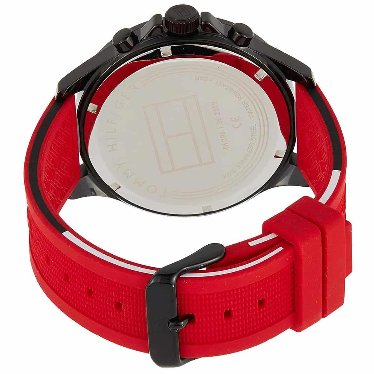 Tommy Hilfiger 1791722 red strap watch back top view