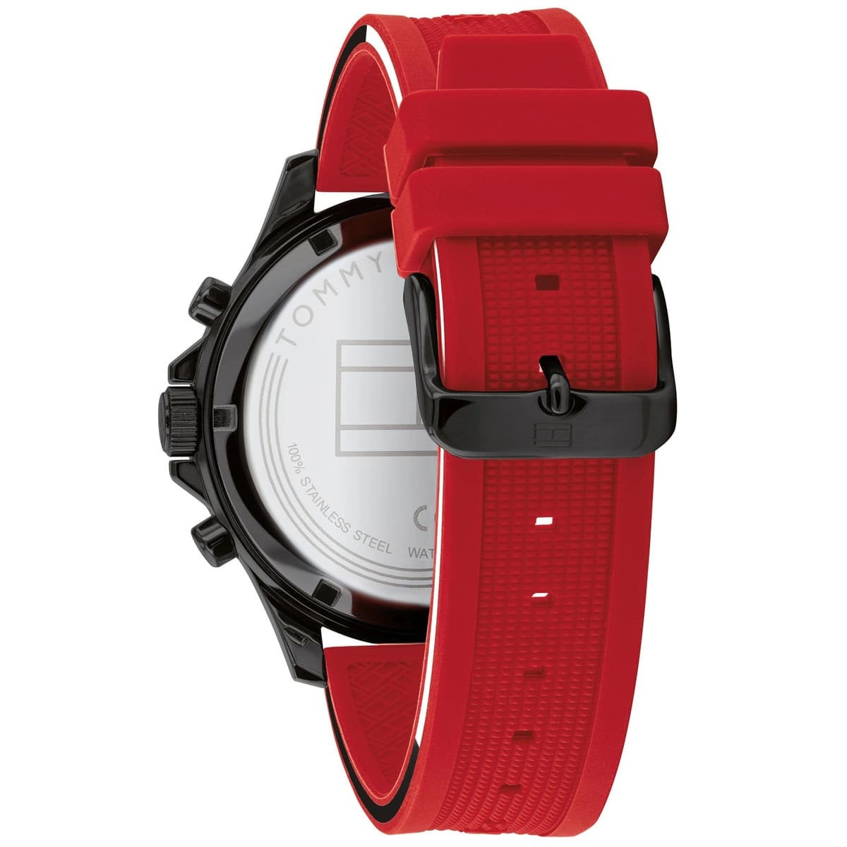 Tommy Hilfiger 1791722 red strap watch back case view