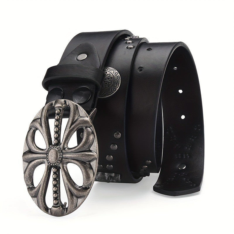 Kenike retro denim punk belt buckle close-up