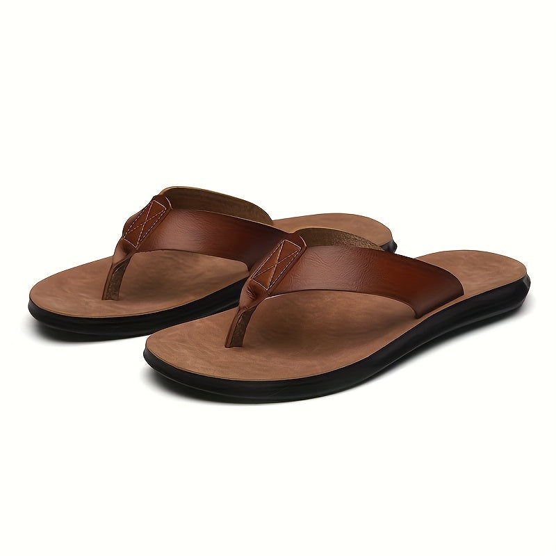 Kenike khaki microfiber leather thong sandals variant