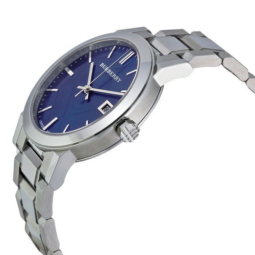 Burberry BU9031 watch angled shot with blue dial