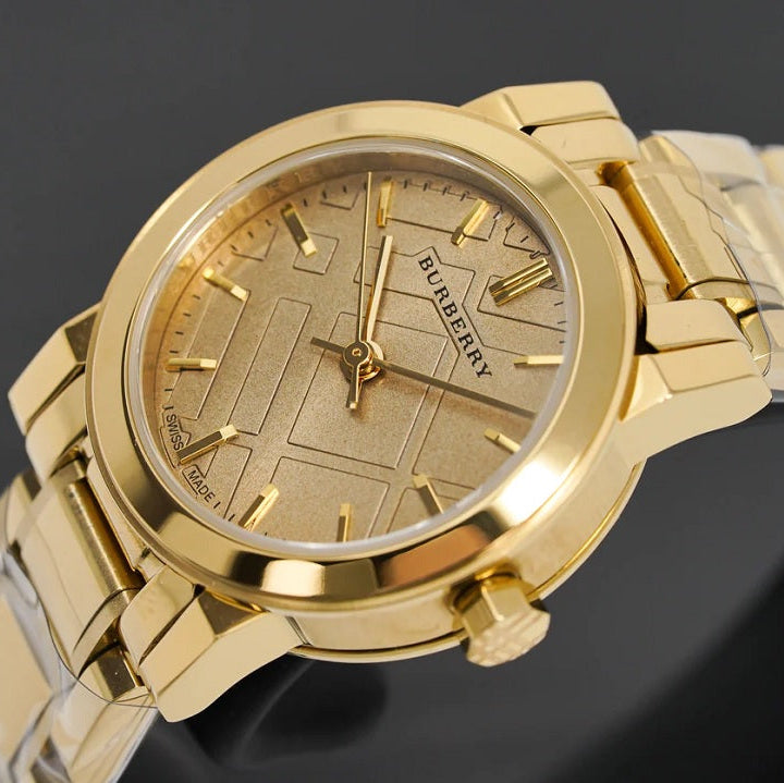 Burberry BU9227 gold dial close-up