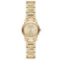 Burberry BU9234 The City gold watch front view with gold dial and bracelet