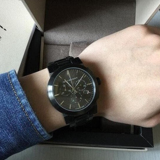 Burberry BU9354 men’s dark grey watch on wrist