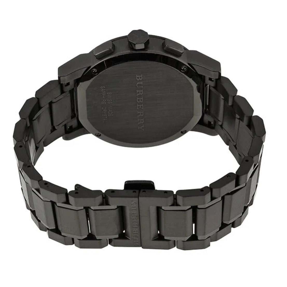 Burberry BU9365 caseback view with grey bracelet