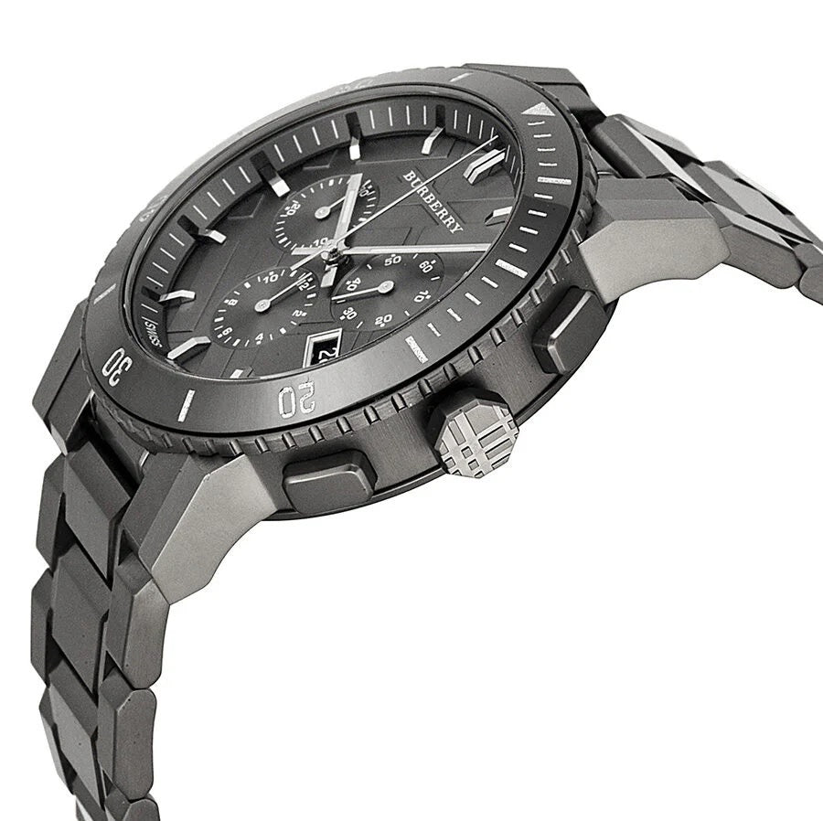 Burberry BU9381 angled view with grey dial