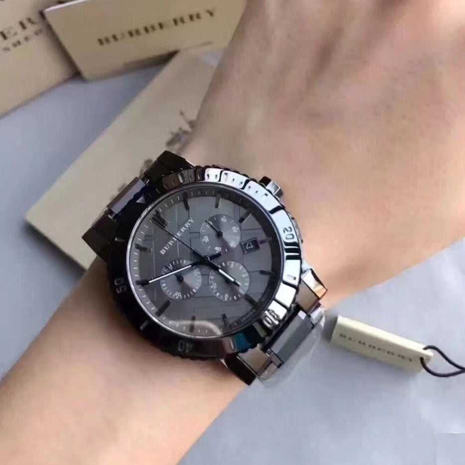 Burberry BU9381 grey watch on wrist