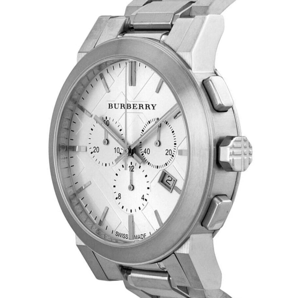 Burberry BU9750 silver dial watch side view