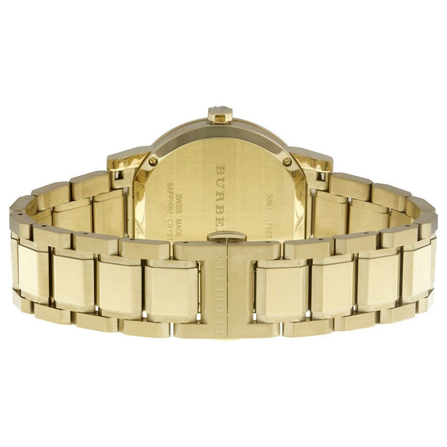 Burberry BU9033 unisex gold watch back case view