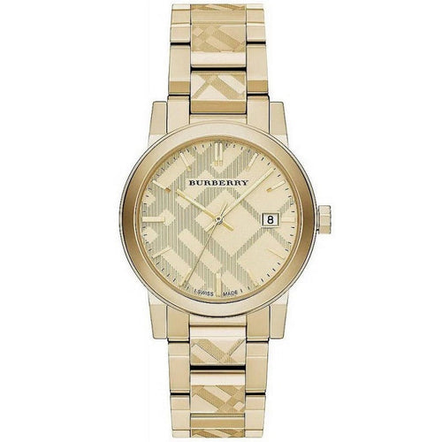 Burberry BU9038 The City gold unisex watch front view
