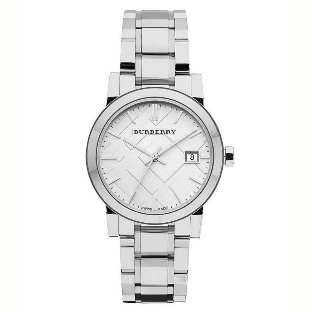 Burberry BU9100 The City silver women’s watch front view