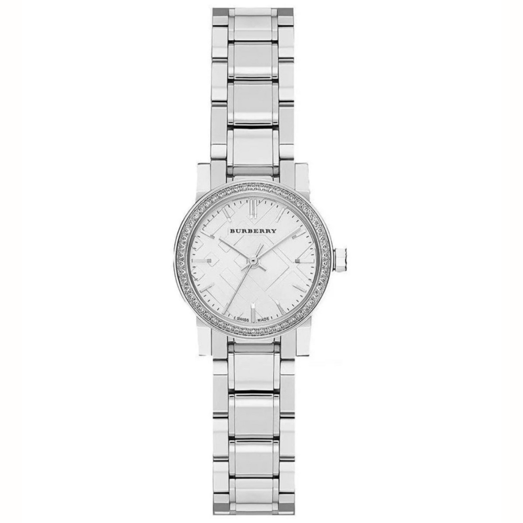 Burberry BU9220 The City women’s silver watch front view