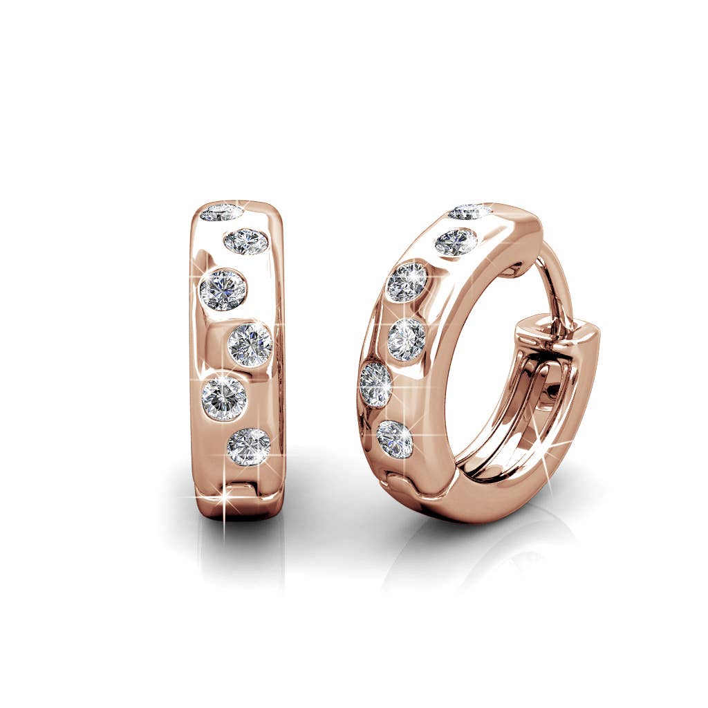 Joy rose gold and crystal earrings front view