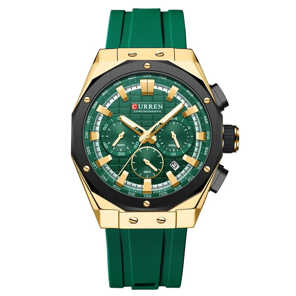 Kenike calendar quartz watch gold white variant