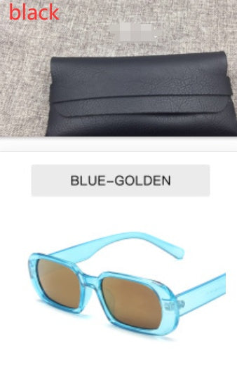 Kenike blue tyrant gold retro small frame sunglasses with glasses bag variant