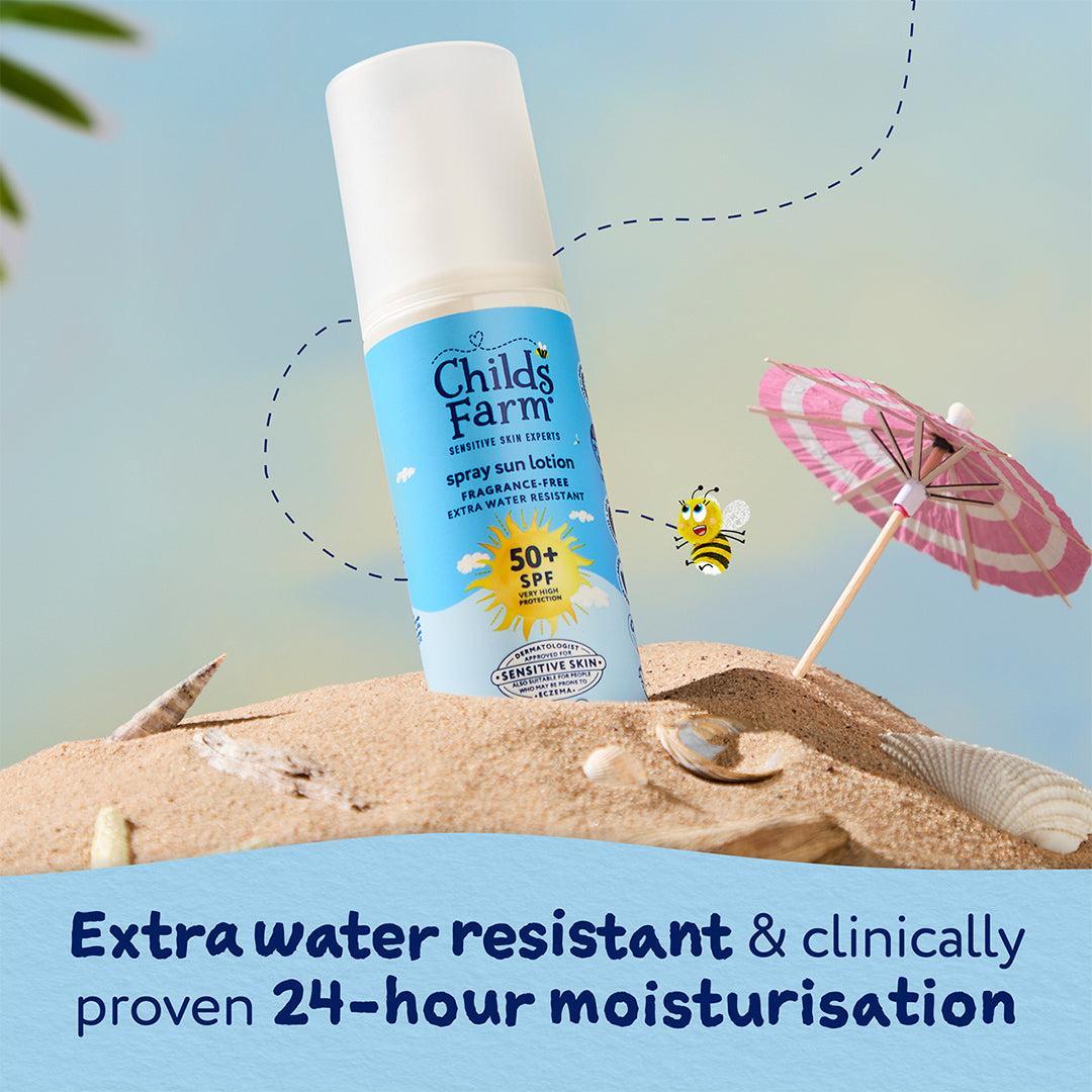 Childs Farm SPF50+ kids sun spray 100ml lifestyle image