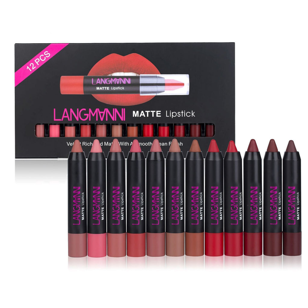 Kenike 12 piece long lasting matte lipstick kit front view