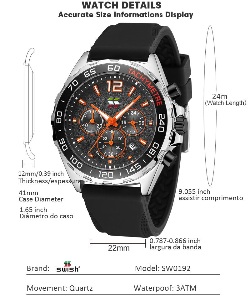 Kenike thin rubber strap sports watch final detail