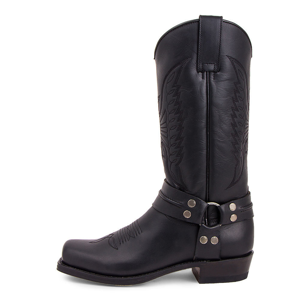 Kenike men's denim knight boots side profile