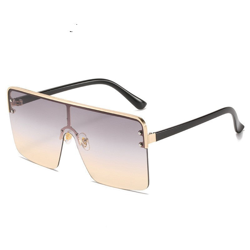 Kenike ash white powder big frame metal gradient sunglasses variant