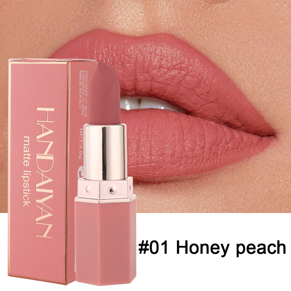 Waterproof matte lipstick swatch detail