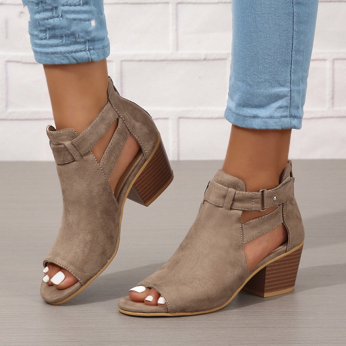 Kenike grey buckle high heel sandals variant