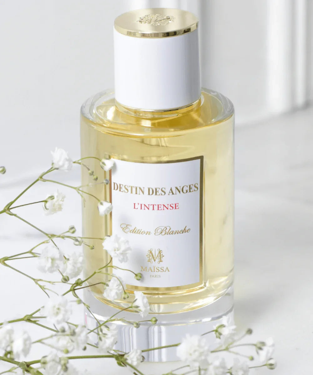 Maïssa Destin des Anges caramel vanilla fragrance bottle detail
