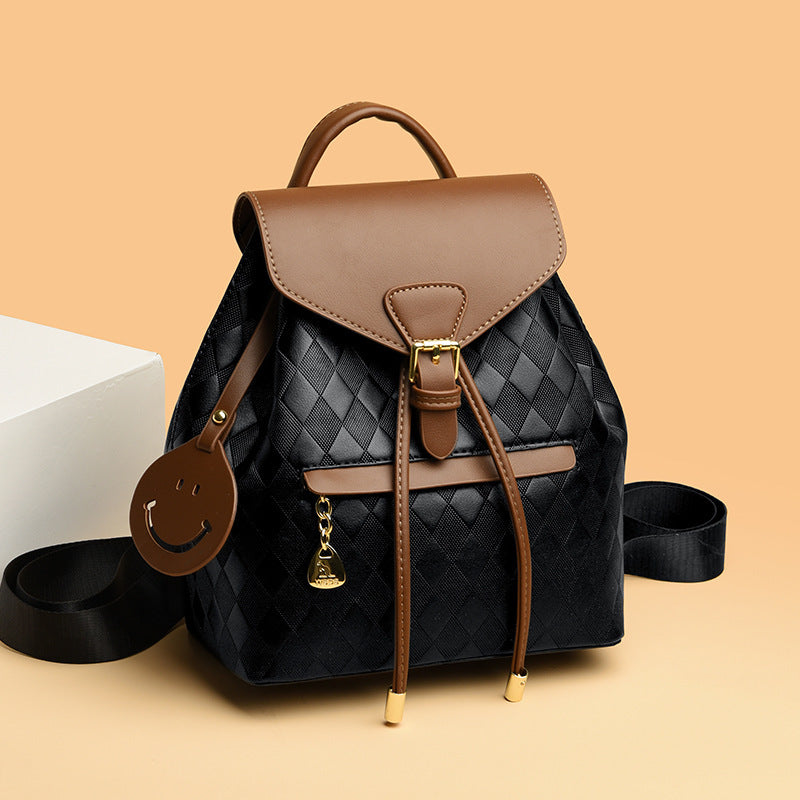 Kenike black with brown multifunctional leather backpack variant