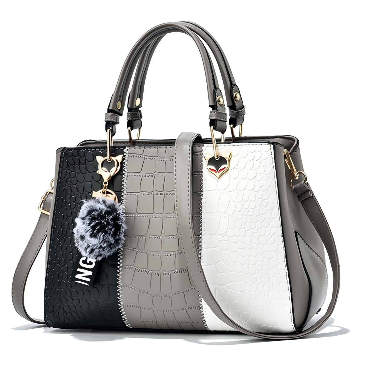 Kenike gray wave shoulder messenger tote bag variant