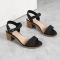 Kenike women's black medium chunky heel ankle strap sandals variant