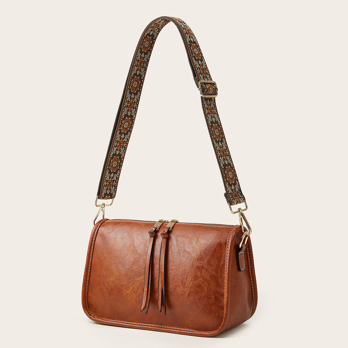 Kenike wide strap shoulder tote bag angled view