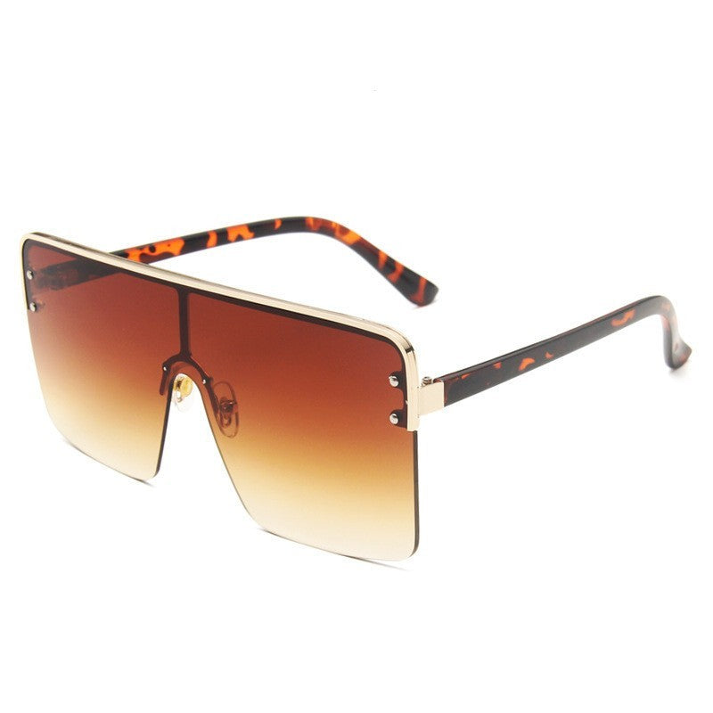 Kenike double tea big frame metal gradient sunglasses variant