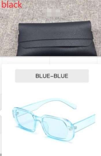 Kenike light blue retro small frame sunglasses with glasses bag variant