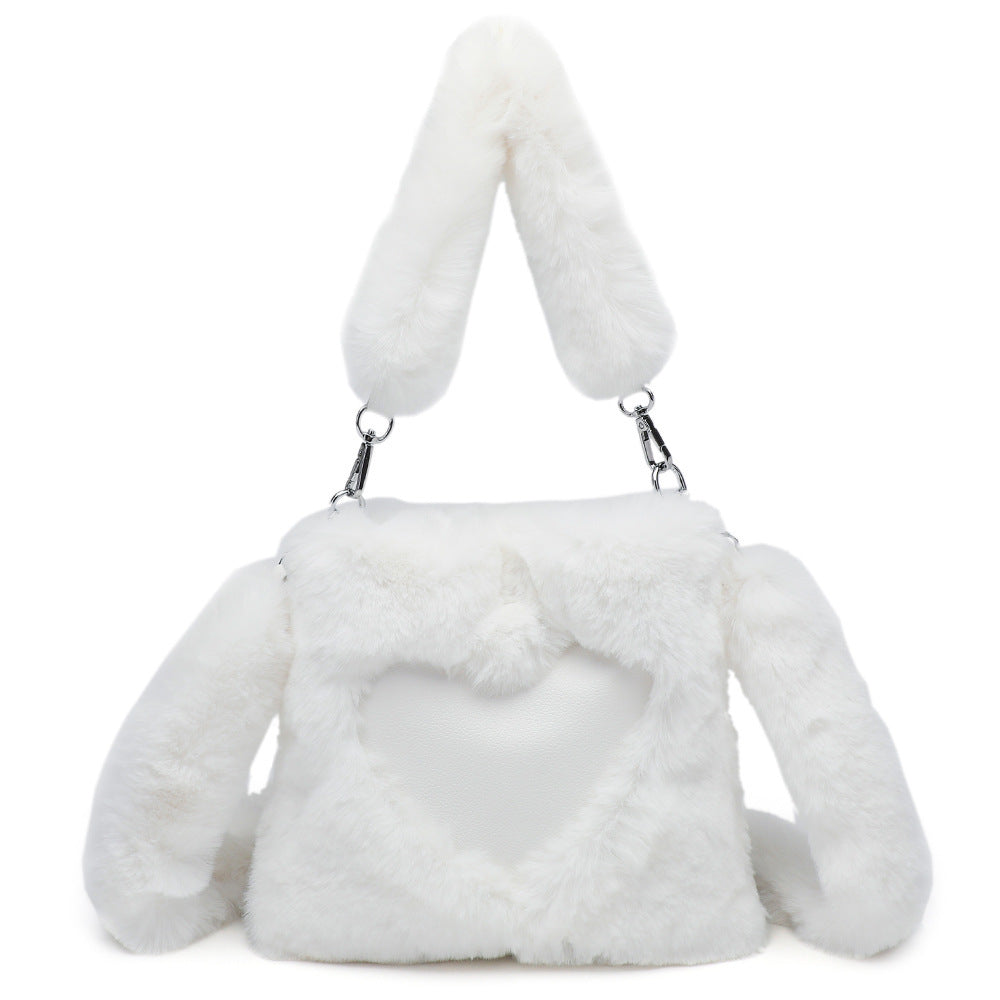 Kenike white fluffy top-handle shoulder bag variant