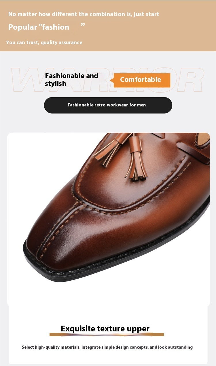 Kenike men's leather shoes stitching detail