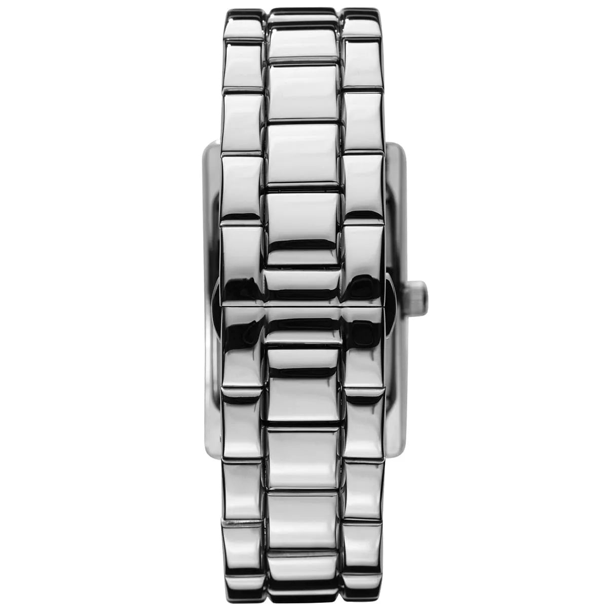 Emporio Armani AR0156 watch back case view with silver bracelet