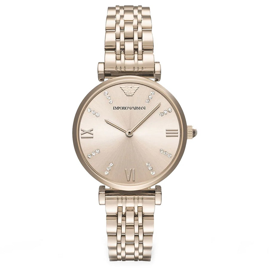 Emporio Armani AR11059 Gianni T-Bar rose gold watch front view