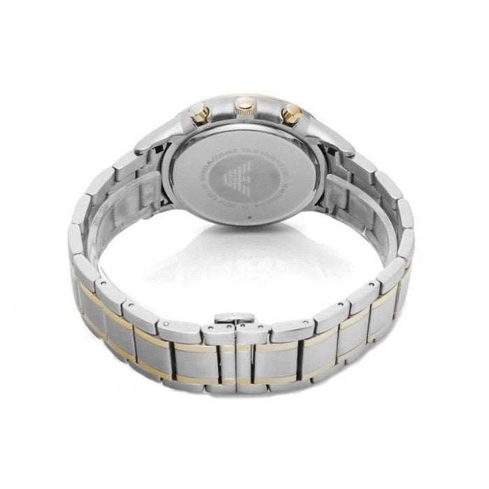 Emporio Armani AR11076 two-tone strap watch caseback view