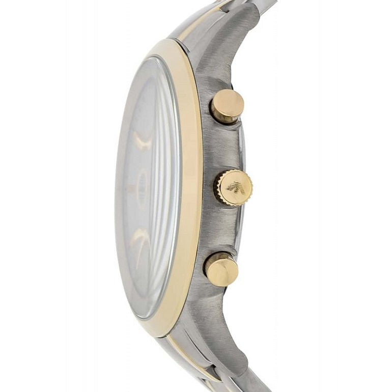 Emporio Armani AR11076 two-tone strap watch side profile