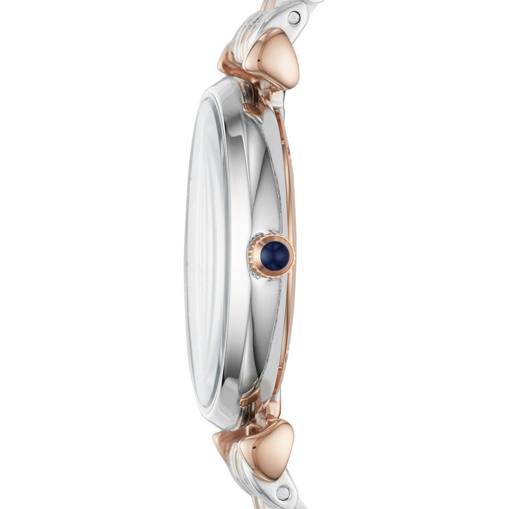 Emporio Armani AR11092 side profile with rose gold and silver bracelet