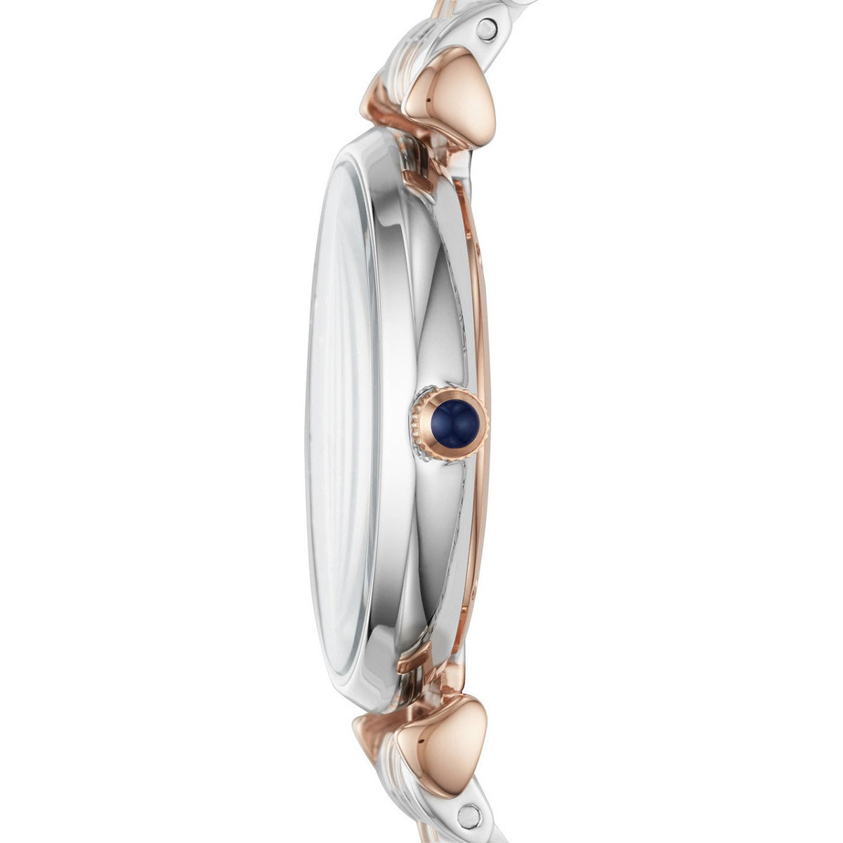 Emporio Armani AR11092 side profile with rose gold and silver bracelet