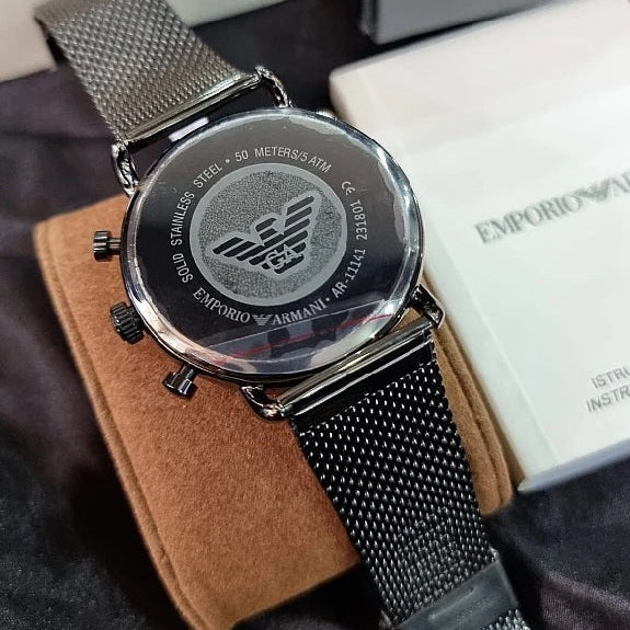 Emporio Armani AR11141 Aviator watch case back view