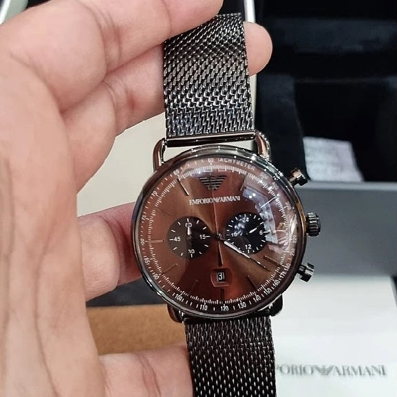 Emporio Armani AR11141 Aviator watch in hand real view