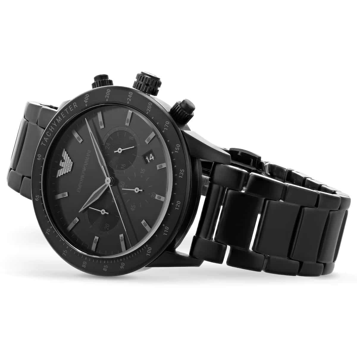 Emporio Armani AR11242 men’s watch with black stainless strap and black dial