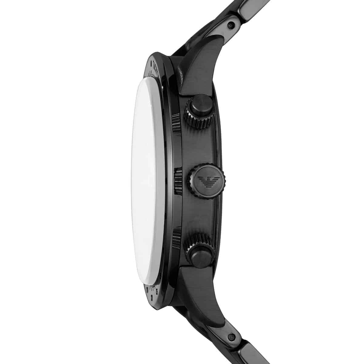 Emporio Armani AR11242 black steel watch side profile