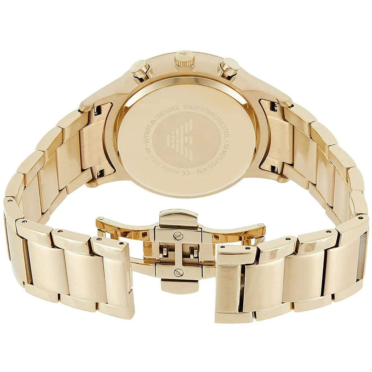 Emporio Armani AR11332 open gold bracelet watch back view