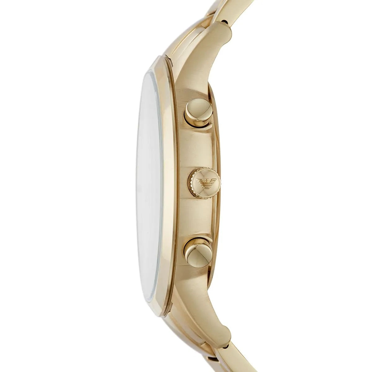 Emporio Armani AR11332 gold strap watch side profile